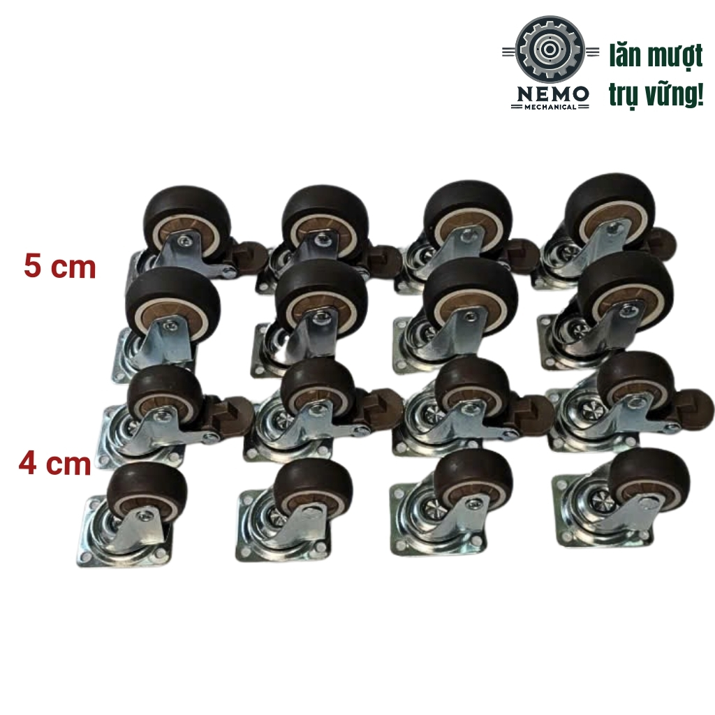 Bánh xe TPR nội thất, có ổ bi, gắn đồ nội thất, xe chòi chân trẻ em tải dưới 100kg